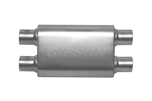 Gibson MWA Superflow Dual/Dual Oval Muffler - 4x9x14in/2.5in Inlet/2.5in Outlet - Stainless - Mammoth Racing -
