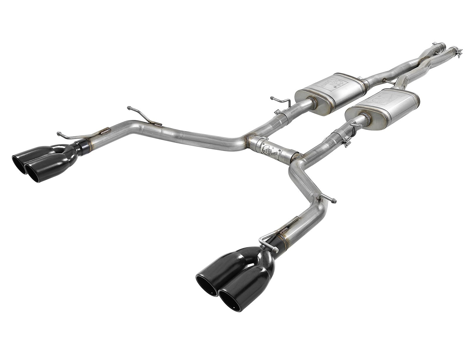 aFe MACH Force-Xp 2-1/2in 304 SS Cat-Back Exhaust 15-21 Dodge Challenger V6-3.6L - Quad Black Tip - Mammoth Racing -
