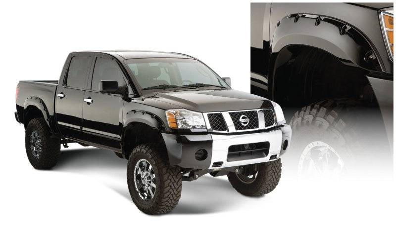 Bushwacker 04-15 Nissan Titan Pocket Style Flares 4pc 67.1/78.9/84/96in - Black - Mammoth Racing -