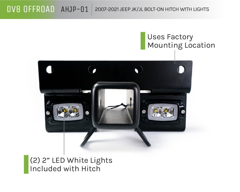 DV8 Offroad 07-21 Jeep Wrangler (JK/JL) Bolt-On Hitch w/ Lights - Mammoth Racing -