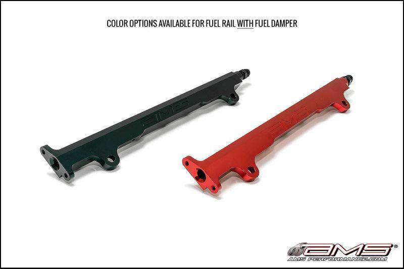AMS Performance 08-15 Mitsubishi EVO X CNC Machined Aluminum Fuel Rail w/Pulsation Dampener - Red - My Store