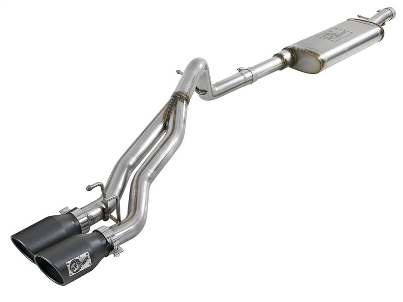 aFe Rebel Series Cat-Back 2.5in Dual Center Exit SS Exhaust w/ Black Tips 07-14 Jeep Wrangler V6 - Mammoth Racing -