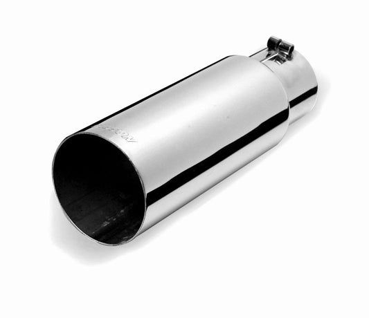 Gibson Rolled Edge Angle-Cut Tip - 4in OD/2.5in Inlet/12in Length - Stainless - Mammoth Racing -