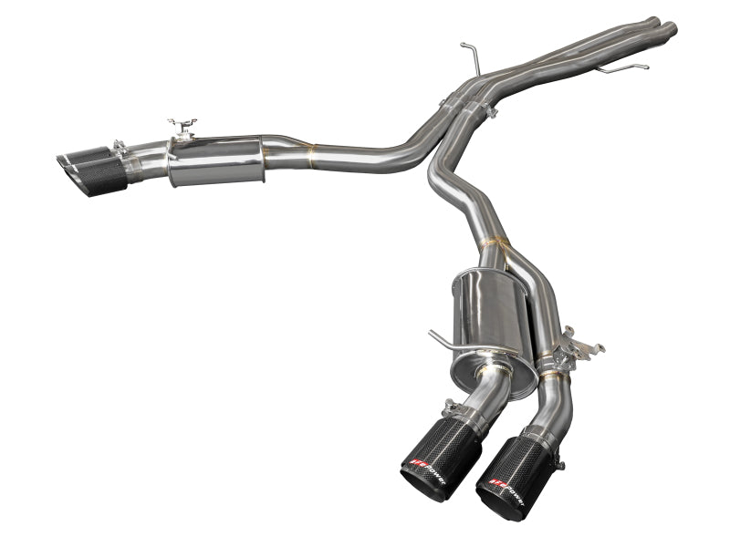 aFe 18-20 Audi RS5 Coupe MACH Force-Xp 3in to 2.5in 304 SS Axle-Back Exhaust System-Quad Carbon Tips - Mammoth Racing -