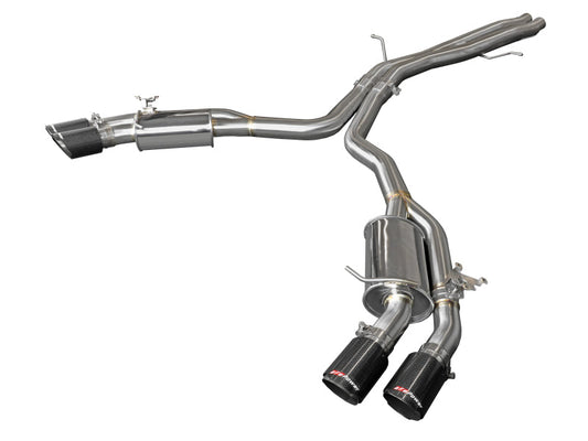 aFe 18-20 Audi RS5 Coupe MACH Force-Xp 3in to 2.5in 304 SS Axle-Back Exhaust System-Quad Carbon Tips - Mammoth Racing -