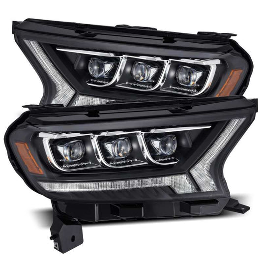 AlphaRex 19-21 Ford Ranger NOVA LED Proj Headlights Plank Style Black w/Activ Light/Seq Signal/DRL - Mammoth Racing -