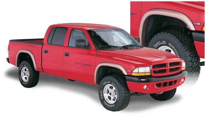Bushwacker 97-04 Dodge Dakota Fleetside Extend-A-Fender Style Flares 4pc - Black - Mammoth Racing -