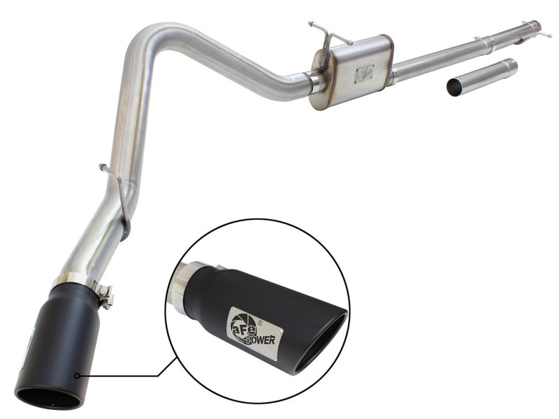 aFe MACHForce XP Exhaust 3in-3.5in SS Single Side Ext CB w/ Black Tip 99-04 Ford F150 V8 5.4L/6.8L - Mammoth Racing -