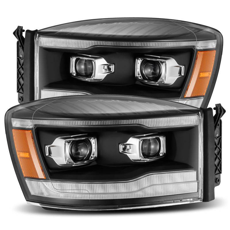 AlphaRex 06-08 Dodge Ram 1500HD LUXX LED Projector Headlights Plank Style Black w/Seq Signal/DRL - My Store