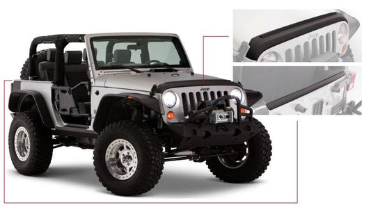 Bushwacker 07-18 Jeep Wrangler Trail Armor Hood and Tailgate Protector Excl Power Dome Hood - Black - Mammoth Racing -
