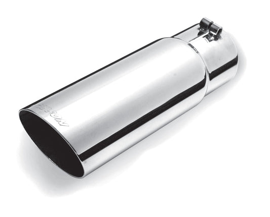 Gibson Round Single Wall Angle-Cut Tip - 5in OD/3in Inlet/12in Length - Stainless - Mammoth Racing -