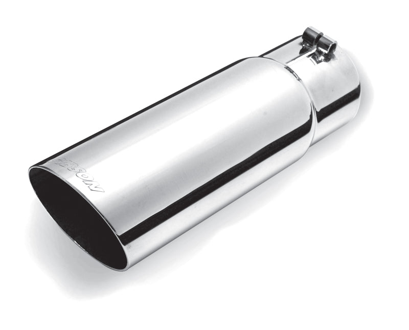 Gibson Round Single Wall Angle-Cut Tip - 4in OD/3.5in Inlet/12in Length - Stainless - Mammoth Racing -