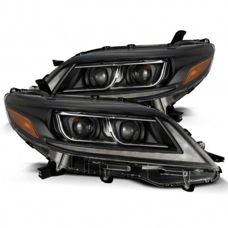 AlphaRex 11-21 Toyota Sienna LUXX LED Proj Headlights Plank Style Black w/Seq Signal/DRL - Mammoth Racing -