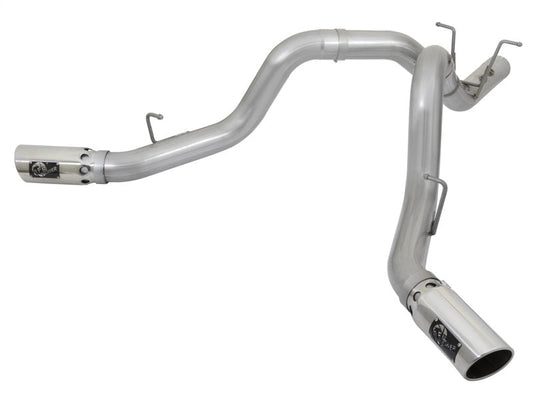 aFe ATLAS 4in DPF-Back Alum Steel Exhaust System w/Dual Exit Polished Tip 2017 GM Duramax 6.6L (td) - Mammoth Racing -