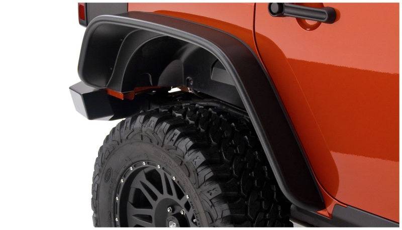 Bushwacker 07-18 Jeep Wrangler Unlimited Flat Style Flares 2pc 4-Door Sport Utility Only - Black - Mammoth Racing -