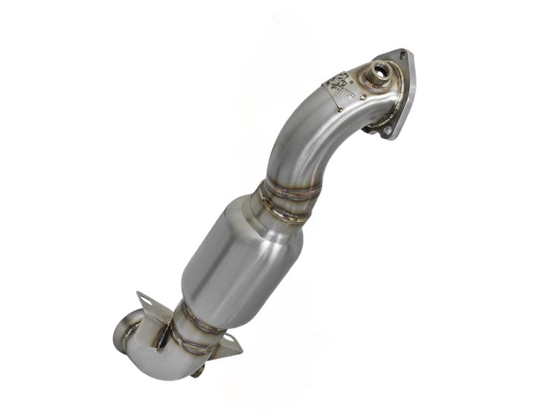 aFe 09-13 MINI Cooper S (R56) L4 1.6L (t) Twisted Steel Down Pipe 2-1/2in 304 Stainless Steel w/ Cat - Mammoth Racing -