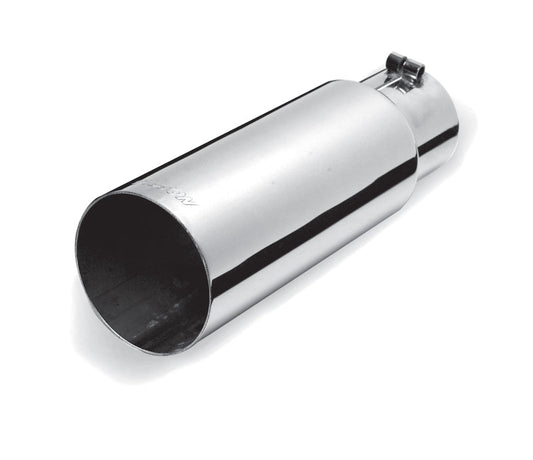 Gibson Round Single Wall Straight-Cut Tip - 4in OD/3.5in Inlet/12in Length - Stainless - Mammoth Racing -
