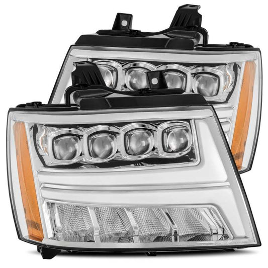 AlphaRex 07-13 Chevy Avalanche NOVA LED Proj Headlights Plank Style Design Chrome w/Activ Light/DRL - My Store