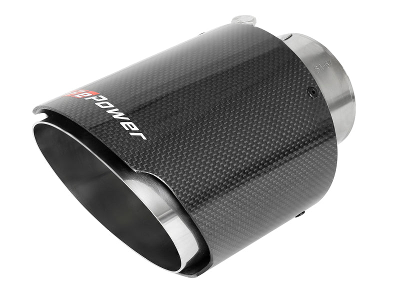 aFe MACH Force-Xp 304 SS Clamp-On Exhaust Tip 2.5in. Inlet / 4.5in. Outlet / 7in. L - Carbon Fiber - Mammoth Racing -