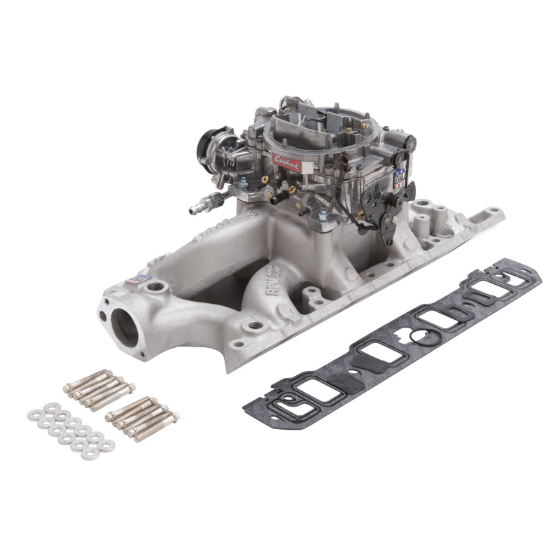 Edelbrock Manifold And Carb Kit Performer RPM Small Block Chevrolet 1957-1986 Natural Finish - My Store