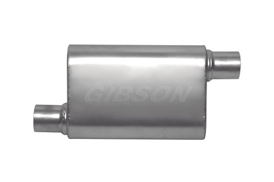 Gibson CFT Superflow Offset/Offset Oval Muffler - 4x9x13in/2.5in Inlet/2.5in Outlet - Stainless - Mammoth Racing -
