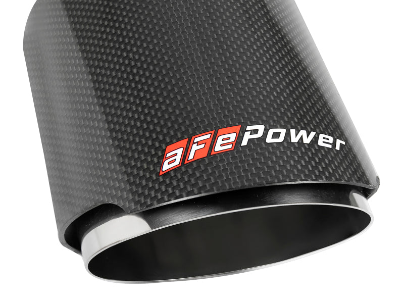 aFe MACH Force-Xp 304 SS Clamp-On Exhaust Tip 2.5in. Inlet / 4.5in. Outlet / 7in. L - Carbon Fiber - Mammoth Racing -