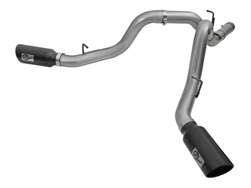 aFe LARGE Bore HD 4in Dual DPF-Back SS Exhaust w/Black Tip 16-17 GM Diesel Truck V8-6.6L (td) LML - Mammoth Racing -
