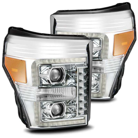 AlphaRex 11-16 Ford F-250 SD PRO-Series Projector Headlights Plank Style Design Chrome w/Seq Signal - My Store