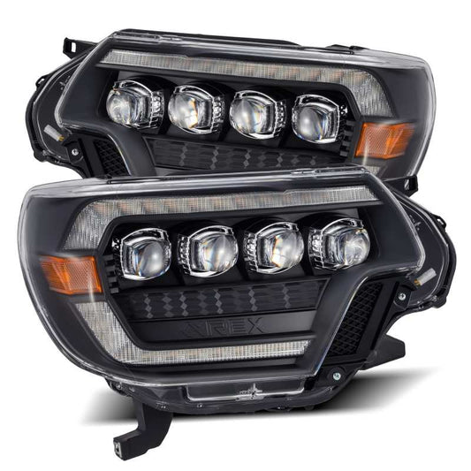 AlphaRex 12-15 Toyota Tacoma NOVA LED Proj Headlights Plank Style Black w/Activ Light/Seq Signal/DRL - Mammoth Racing -