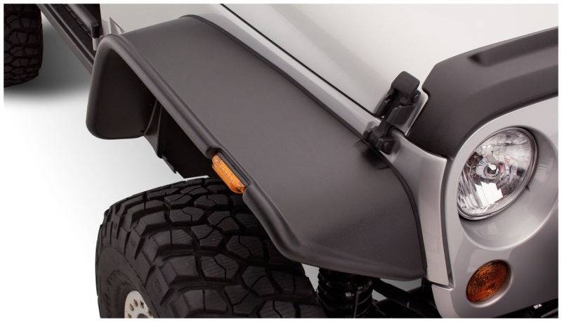 Bushwacker 07-18 Jeep Wrangler Flat Style Flares 2pc - Black - Mammoth Racing -