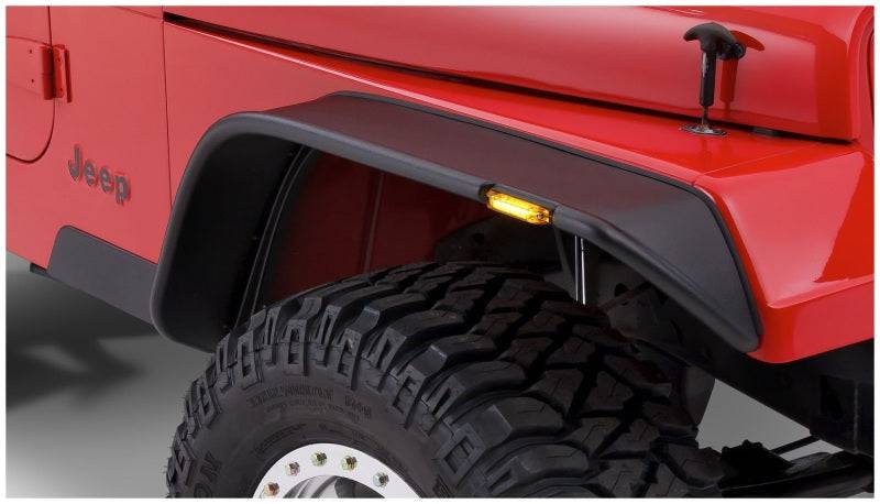 Bushwacker 87-95 Jeep Wrangler Flat Style Flares 2pc Excludes Renegade - Black - Mammoth Racing -