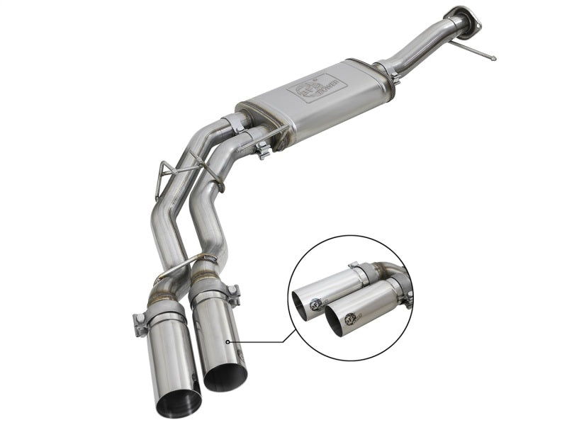 aFe Rebel Series 3in. to 2.5in. 409 SS C/B Exhaust 11-14 Ford F-150 V6-3.5L (tt) - Polished Tip - Mammoth Racing -