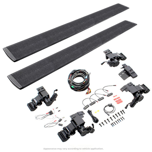 Go Rhino 22-23 Toyota Tundra CrewMax Cab 4dr E-board E1 Electric Running Board Kit - Bedliner Coatng - Mammoth Racing -