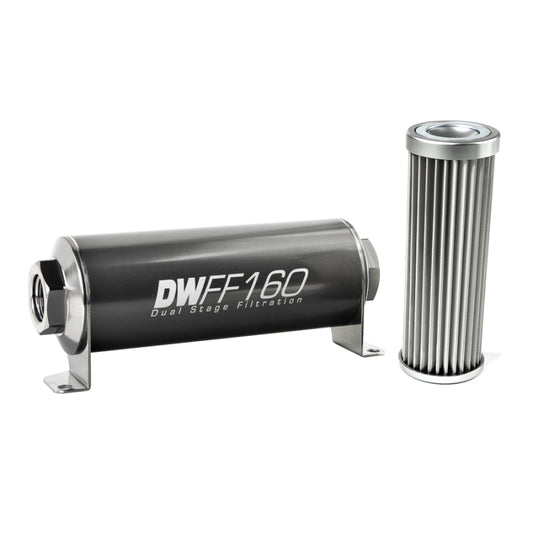 DeatschWerks Stainless Steel 5 Micron Universal Inline Fuel Filter Housing Kit (160mm) - Mammoth Racing -