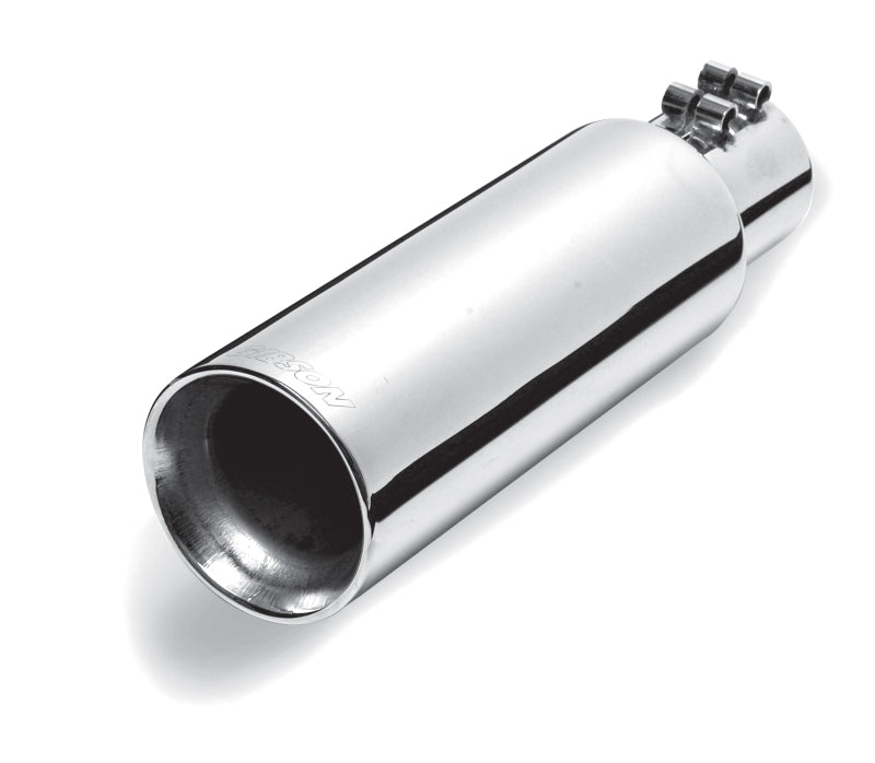 Gibson Round Dual Wall Straight-Cut Tip - 4in OD/2.5in Inlet/12in Length - Stainless - Mammoth Racing -