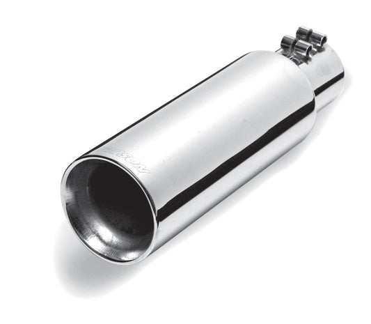 Gibson Round Dual Wall Straight-Cut Tip - 4in OD/2.5in Inlet/12in Length - Stainless - Mammoth Racing -