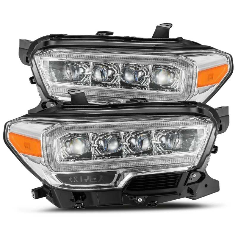 AlphaRex 16-20 Toyota Tacoma NOVA LED Projector Headlights Plank Style Chrome w/Activation Light - Mammoth Racing -