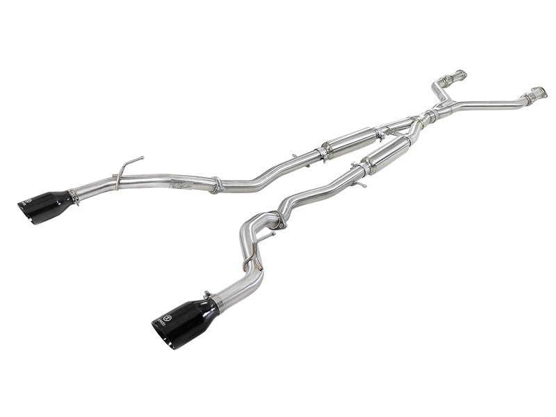 aFe POWER Takeda 2.5in 304 SS CB Exhaust w/ Black Tips 17-19 Infiniti Q60 V6-3.0L (tt) - Mammoth Racing -