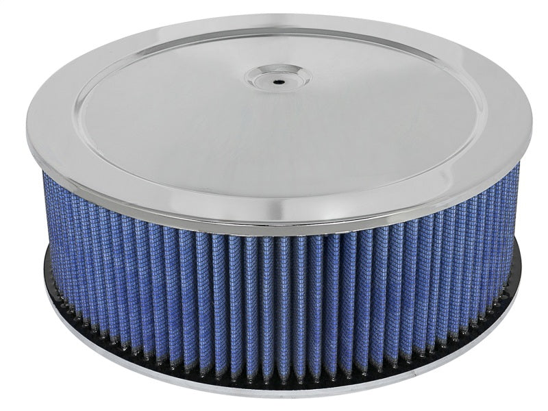 aFe MagnumFLOW Air Filters Round Racing P5R A/F Chrome Assy 14x5: Blk/Blue E/M - Mammoth Racing -