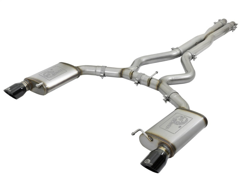 aFe MACHForce XP 3in 304 SS Cat-Back Exhausts w/ Black Tips 15-17 Ford Mustang GT V8-5.0L/V6-3.7L - Mammoth Racing -