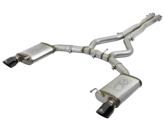 aFe MACHForce XP 3in 304 SS Cat-Back Exhausts w/ Black Tips 15-17 Ford Mustang GT V8-5.0L/V6-3.7L - Mammoth Racing -