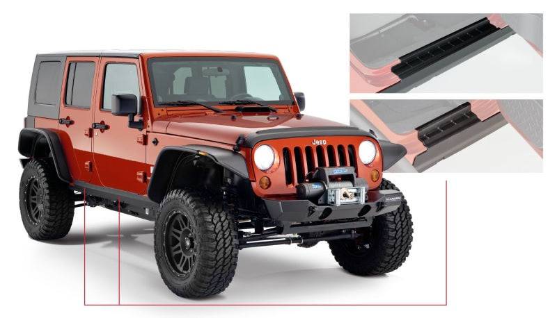 Bushwacker 07-18 Jeep Wrangler Unlimited Trail Armor Rocker Panel and Sill Plate Cover - Black - Mammoth Racing -