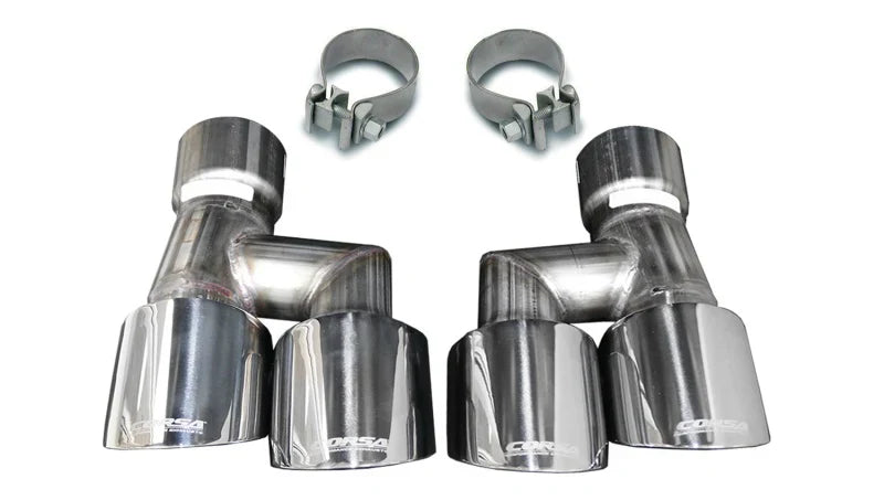 Corsa Twin 4.0in Polished Pro-Series Tip Kit (Clamps Included) - Mammoth Racing -