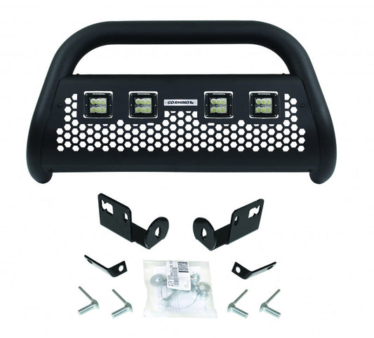 Go Rhino RC2 LR Bull Bar w/ 4 Go Rhino Branded 3in. Cube Lights - 3in - Central Mount - Black - Mammoth Racing -