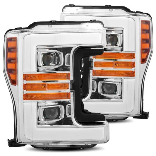 AlphaRex 17-19 Ford F-250 SD PRO-Series Proj Headlights Plank Style Chrome w/Activ Light/Seq Signal - Mammoth Racing -