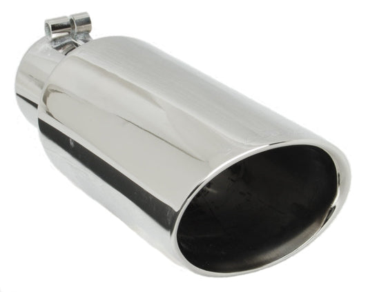 Gibson Round Dual Wall Oval Slash-Cut Tip - 3.5in OD/2.375in Inlet/11in Length - Stainless - Mammoth Racing -