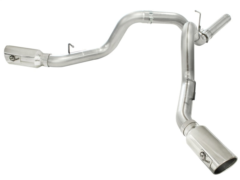 aFe MachForce XP Exhaust 4inch DP-Back All SS 2011-14 GM Diesel Trucks V8-6.6L LML Polished - Mammoth Racing -