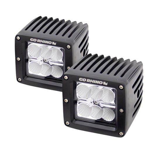 Go Rhino Cube Lights (Incl. 2 - 3in. LED Cube Lights/Relay/Switch/Wire Harness) - Mammoth Racing -