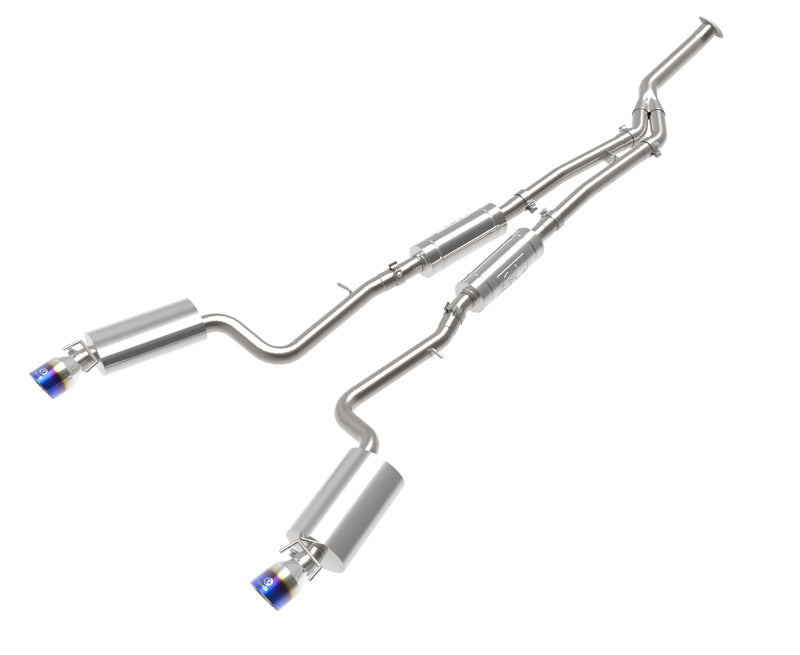 aFe POWER Takeda 16-17 Lexus IS200t L4-2.0L (t) 2.5in-3in 304 SS CB Exhaust w/ Blue Tip - Mammoth Racing -
