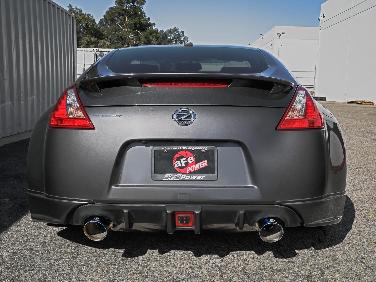 aFe Takeda 09-20 Nissan 370z 2-1/2 IN 304 Stainless Steel Cat-Back Exhaust System w/ Blue Flame Tip - Mammoth Racing -